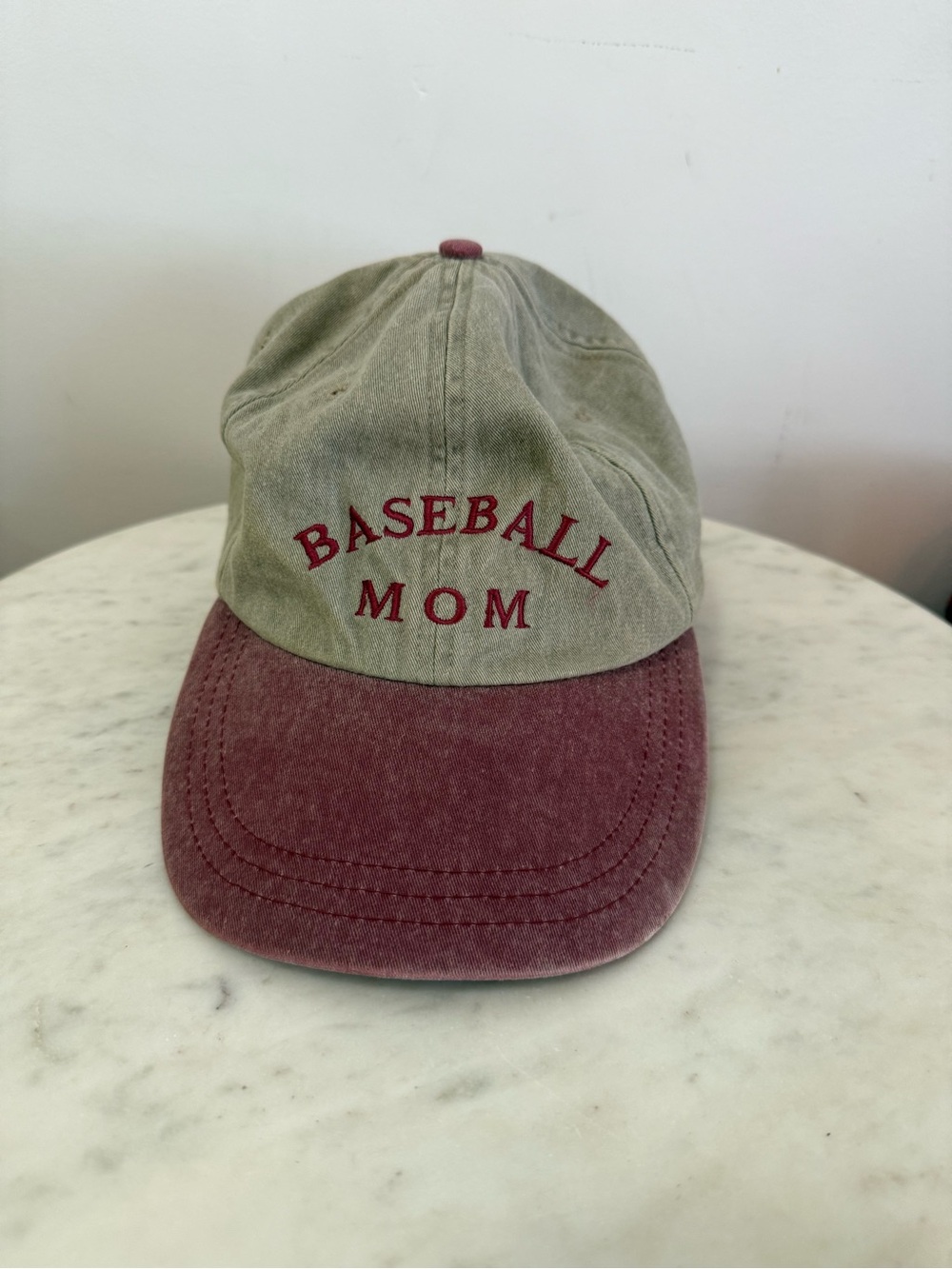 Vintage Adams BASEBALL MOM Adjustable Two-Tone Kids Baseball Cap Leather Cotton